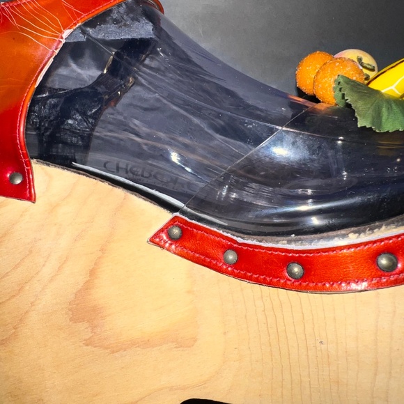 70s Red Fruit Cluster Wood  Platform Sandals - Picture 5 of 13